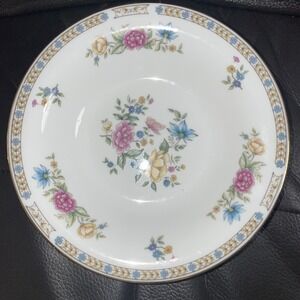 Liling Yung Shen Fine China Floral Butterfly Soup Bowls Gold Trim Set of 6 8.25"